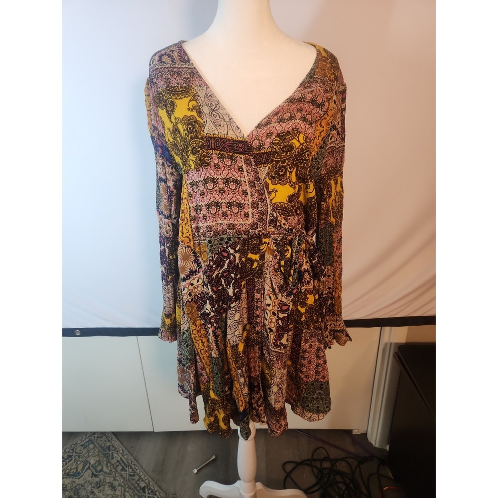 Blue Skies Womens XL Abstract Design Mid Length Dress VTG